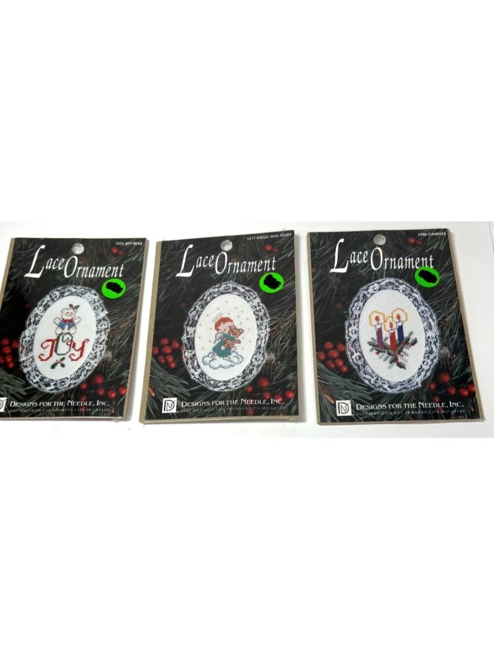 3 Designs For The Needle Lace Ornament Cross Stitch Kits